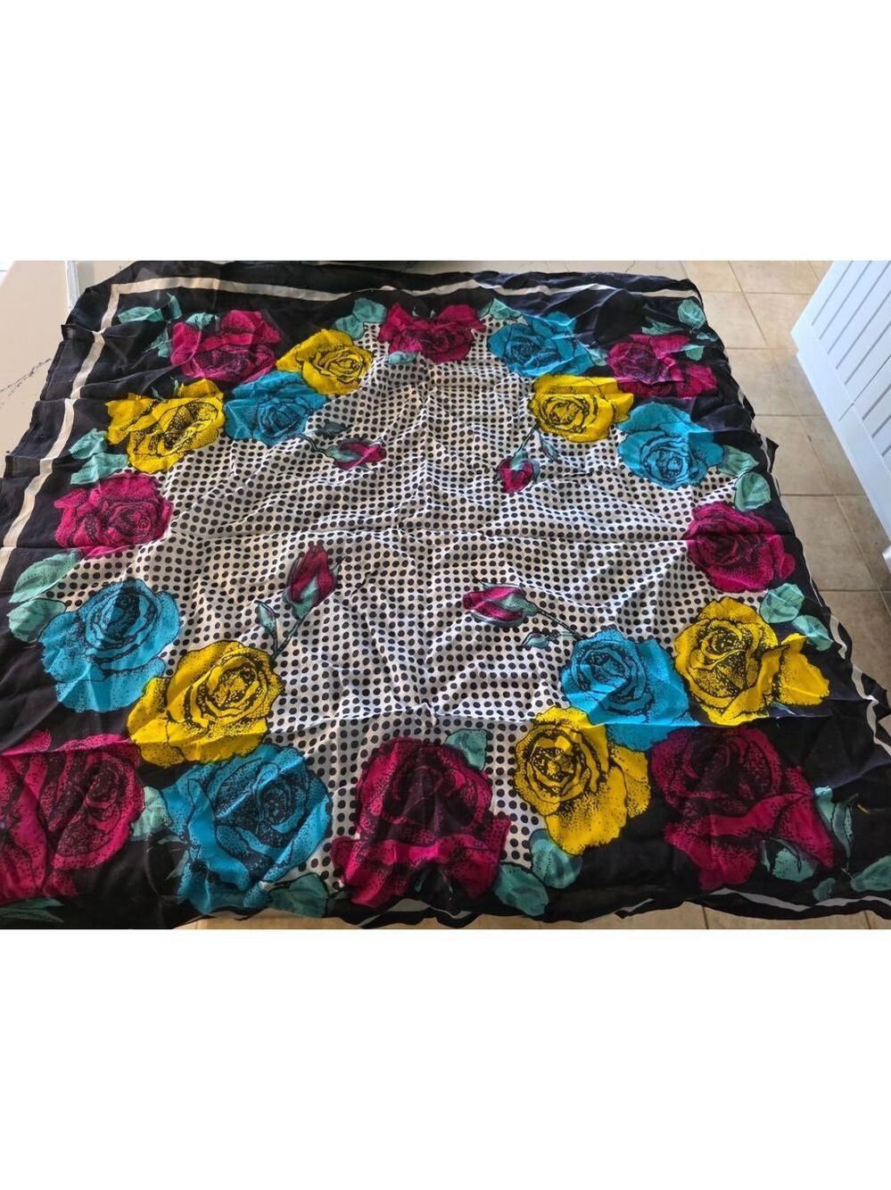 Women's BENGOODMAN Black Multicolor Floral Polka Dot Scarf One Size